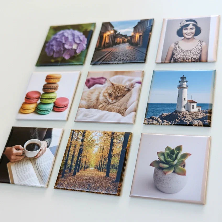 Mini Charms Custom Photo Magnets 9 Bundle Gift Handmade Decor Keepsake Fridge Magnet