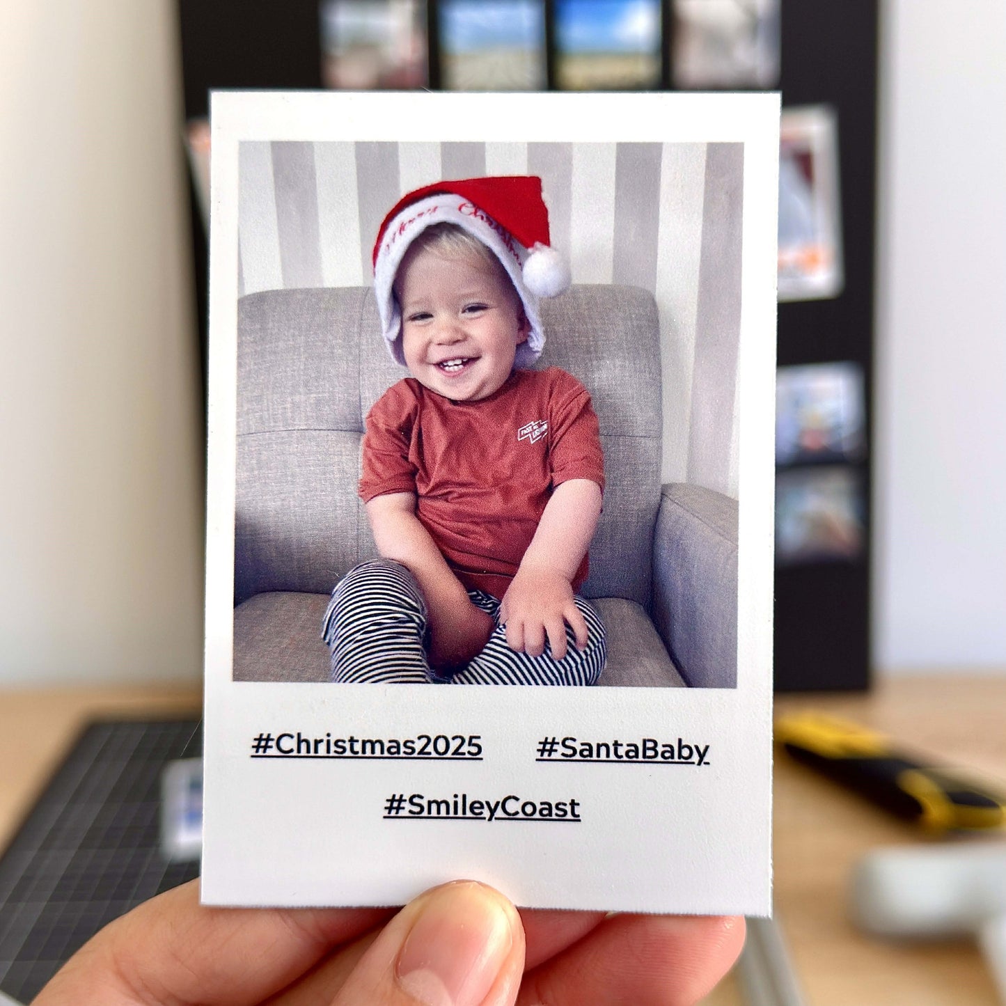  Retro baby Christmas fridge magnet with nostalgic, craving color palette perfect for kitchen display